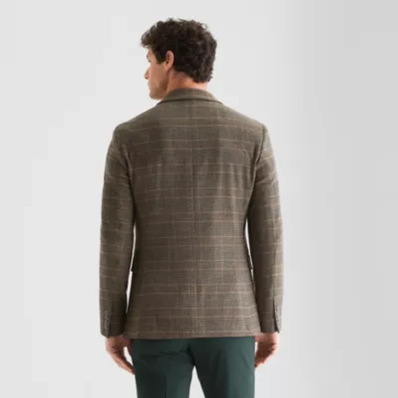 J. Ferrar Mens Plaid Slim Fit Sport Coat