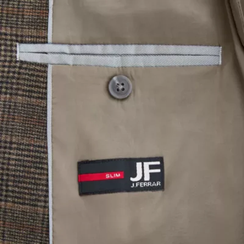 J. Ferrar Mens Plaid Slim Fit Sport Coat