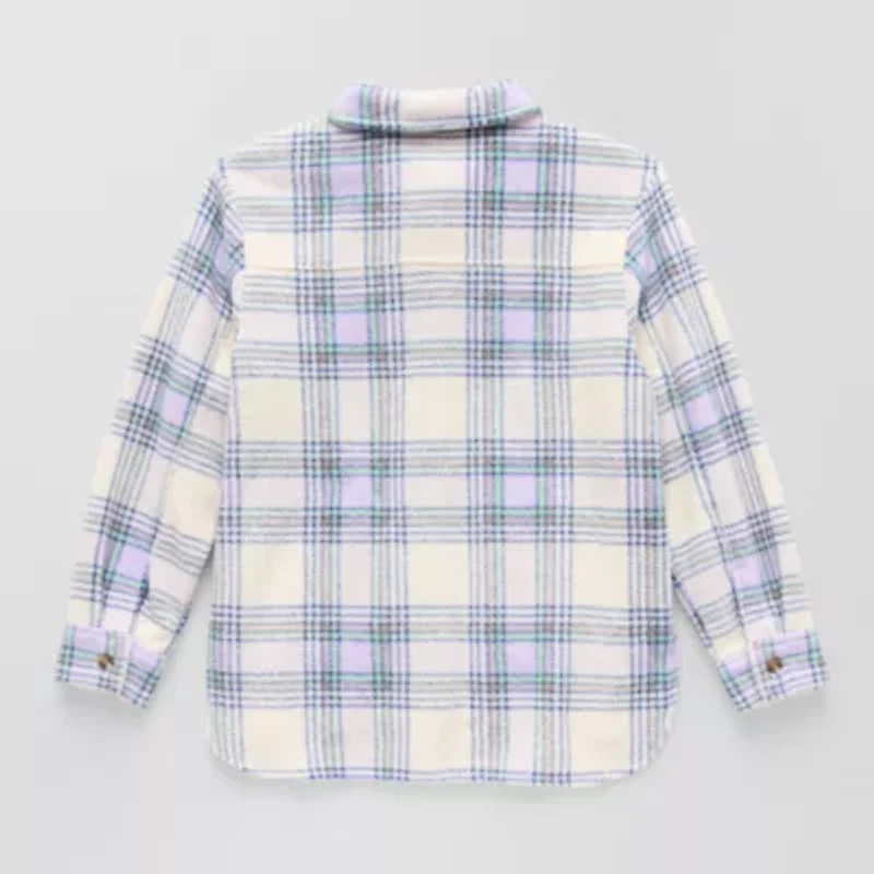 Thereabouts Little & Big Kid Girls Faux Fur Lightweight Shirt Jacket