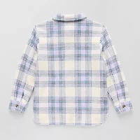 Thereabouts Little & Big Kid Girls Faux Fur Lightweight Shirt Jacket