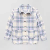 Thereabouts Little & Big Kid Girls Faux Fur Lightweight Shirt Jacket