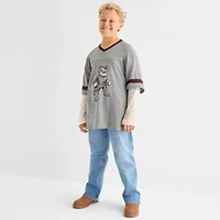 Thereabouts Little & Big Boys V Neck Long Sleeve Graphic T-Shirt