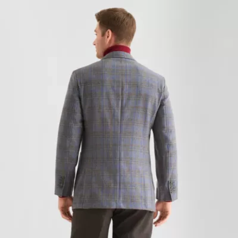 Stafford Mens Plaid Classic Fit Sport Coat