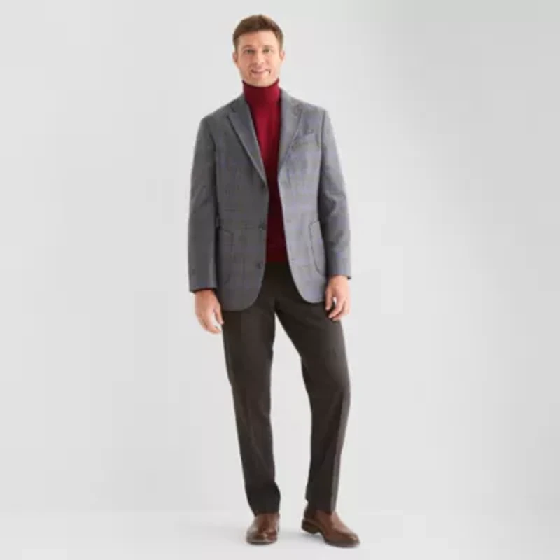 Stafford Mens Plaid Classic Fit Sport Coat