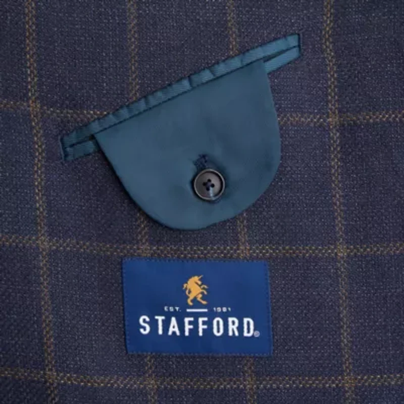 Stafford Mens Plaid Classic Fit Sport Coat