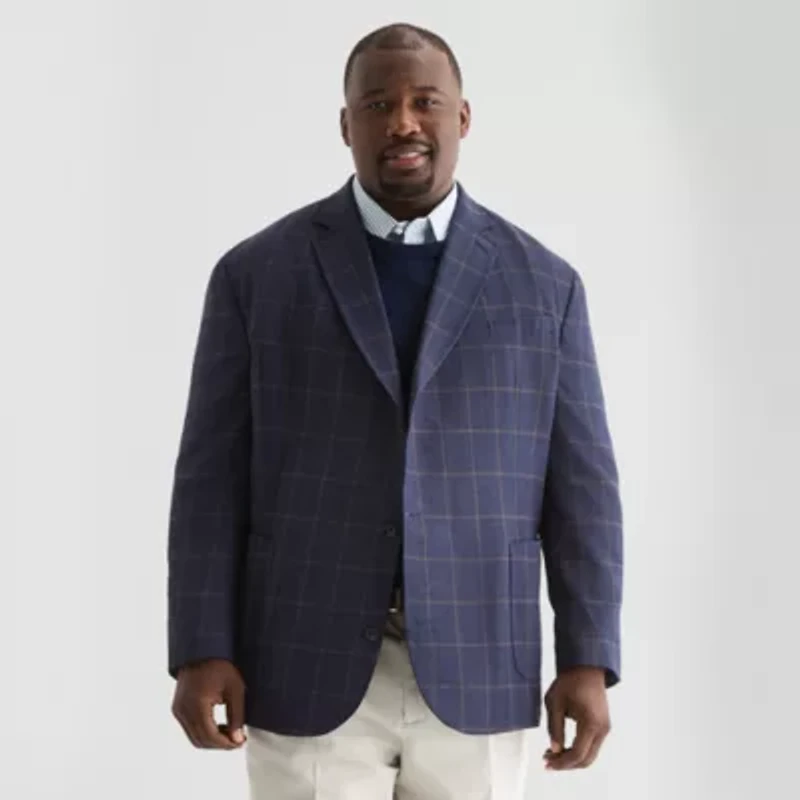 Stafford Mens Plaid Classic Fit Sport Coat