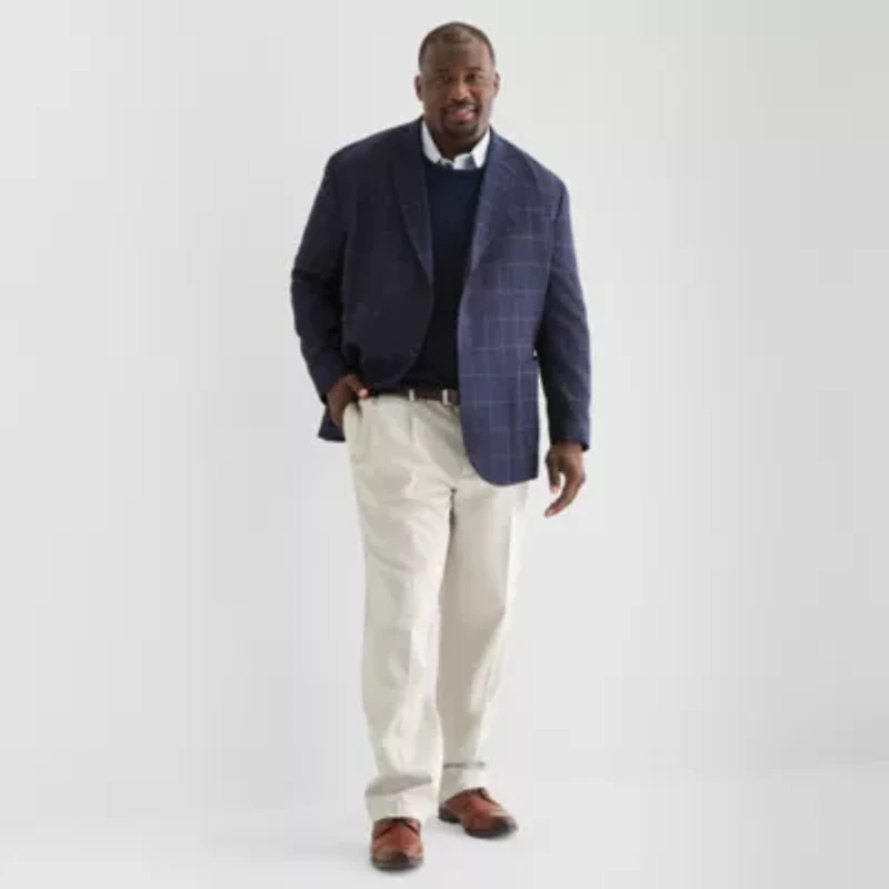 Stafford Mens Plaid Classic Fit Sport Coat