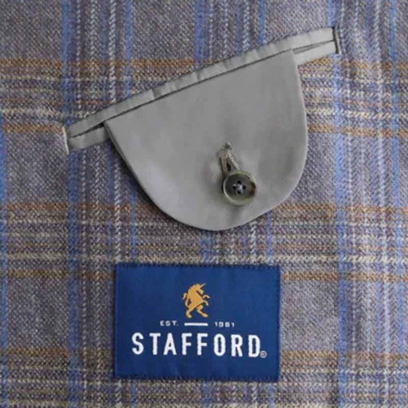 Stafford Mens Big and Tall Plaid Classic Fit Sport Coat