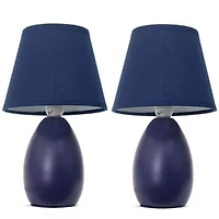 Simple Designs Mini Egg Oval Ceramic Table Lamp 2Pk Set