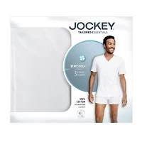 Jockey Tailored Essentials Mens 3 Pack Short Sleeve V Neck T-Shirt