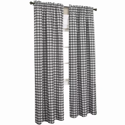 Buffalo Check Rod Pocket Light-Filtering Single Curtain Panel