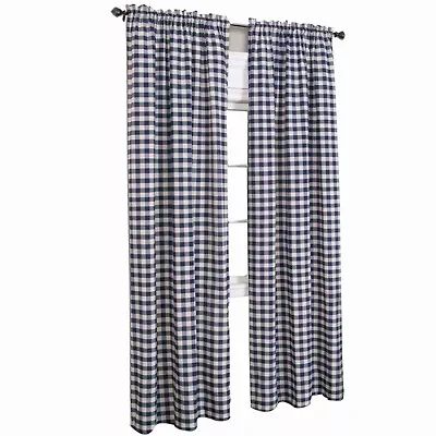 Buffalo Check Rod Pocket Light-Filtering Single Curtain Panel