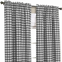 Buffalo Check Rod Pocket Light-Filtering Single Curtain Panel