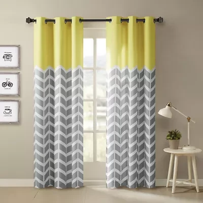 Intelligent Design Rayna Chevron Grommet Top Energy Saving Light-Filtering Set of 2 Curtain Panel