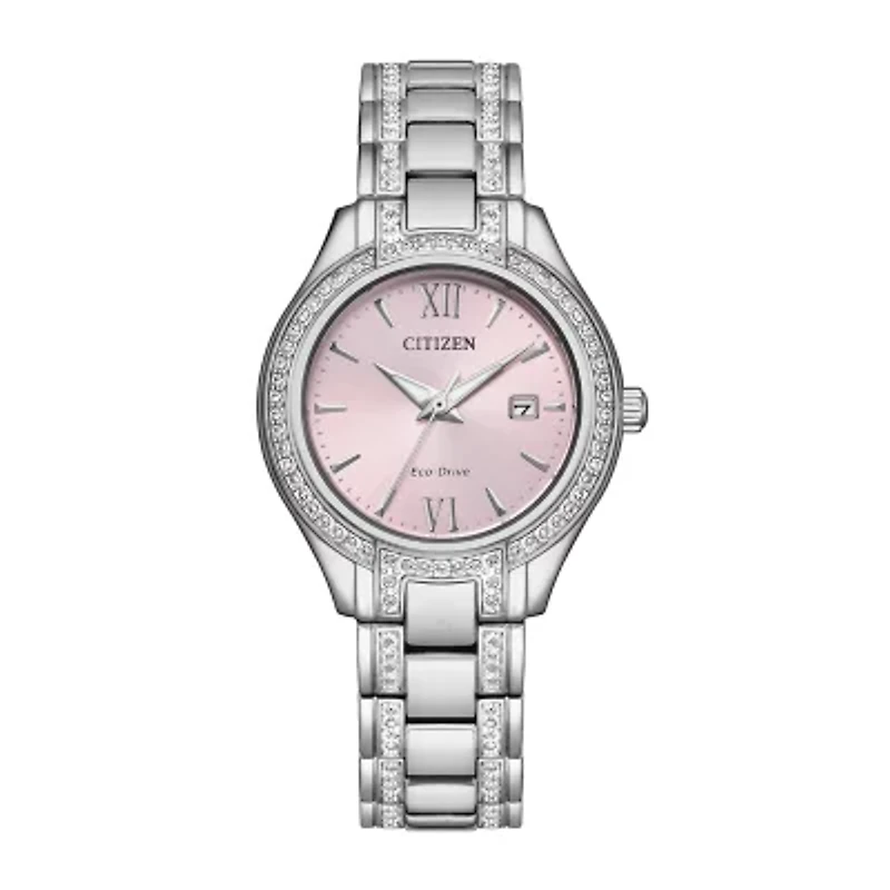 Citizen Silhouette Womens Crystal Accent Silver Tone Stainless Steel Bracelet Watch Fe1230-51x