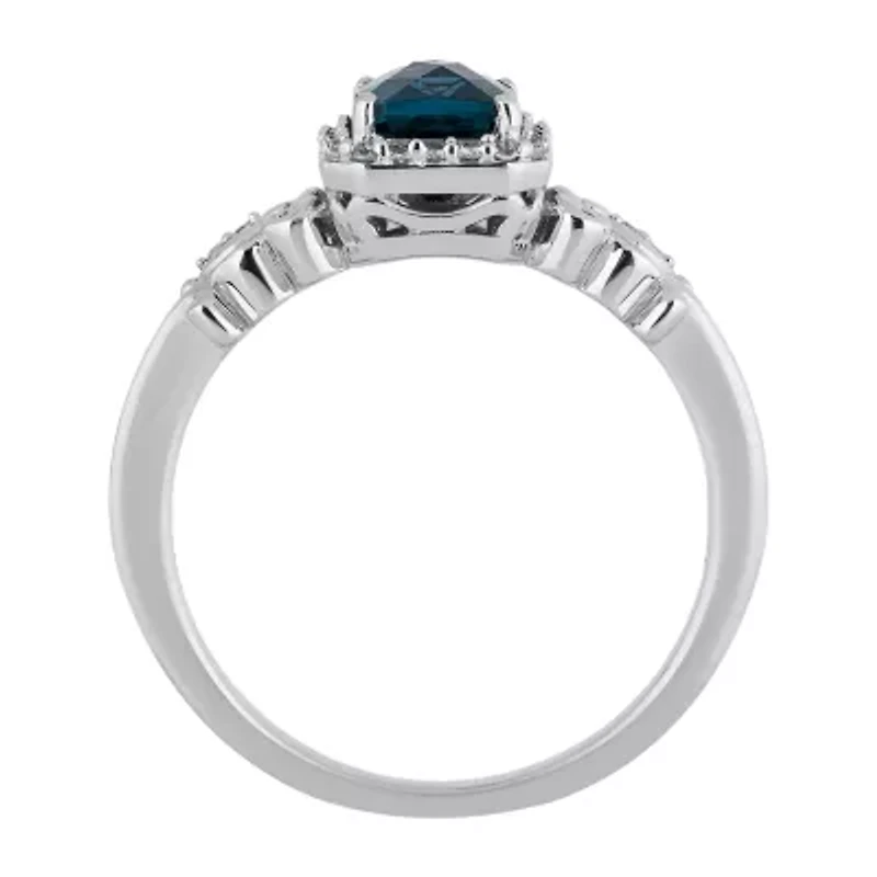 Enchanted Disney Fine Jewelry Womens 1/10 CT. T.W. Genuine Blue Topaz Sterling Silver Cinderella Cocktail Ring