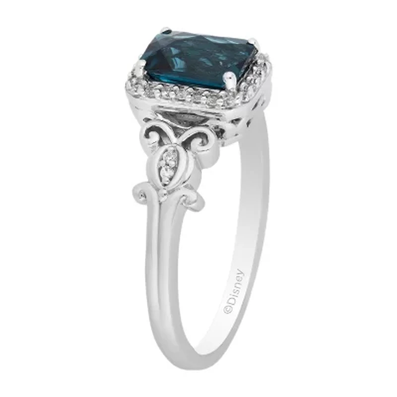 Enchanted Disney Fine Jewelry Womens 1/10 CT. T.W. Genuine Blue Topaz Sterling Silver Cinderella Cocktail Ring