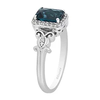 Enchanted Disney Fine Jewelry Womens 1/10 CT. T.W. Genuine Blue Topaz Sterling Silver Cinderella Cocktail Ring