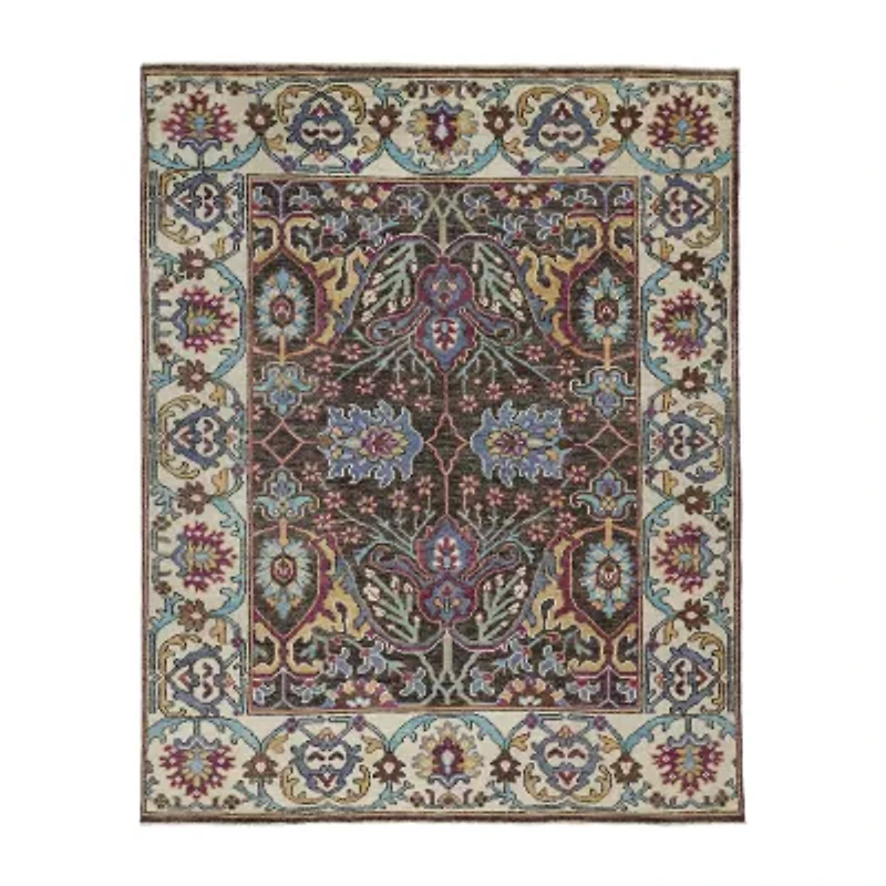 Weave And Wander Bashyr Floral Hand Knotted Indoor Rectangle Accent Rug
