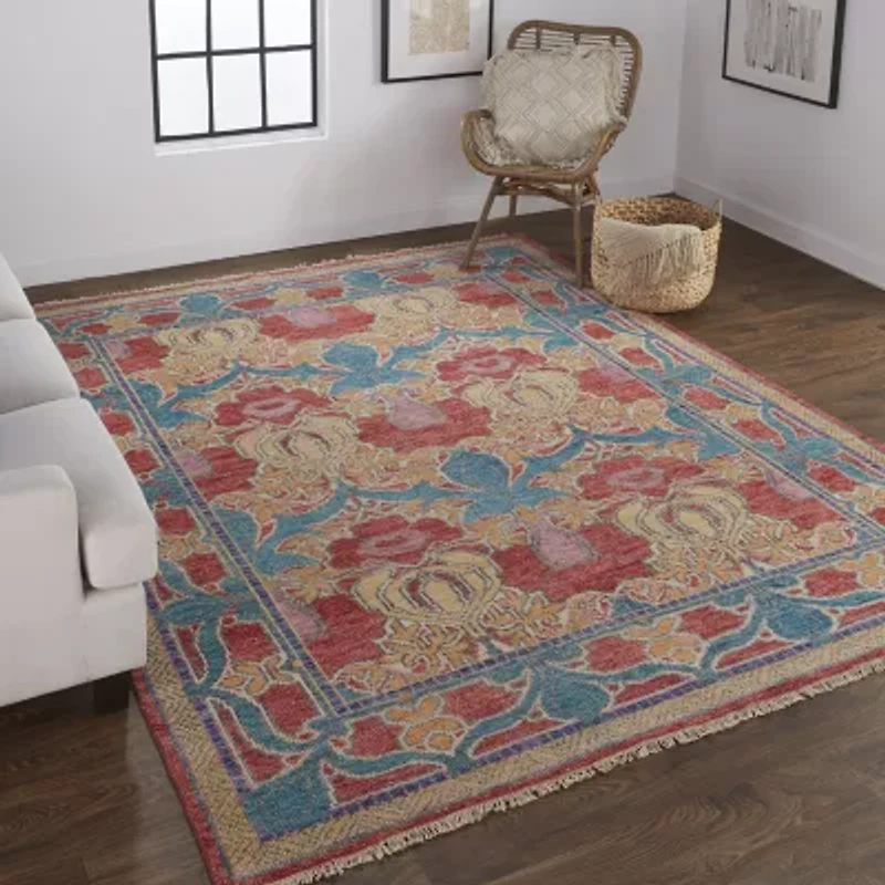 Weave And Wander Bennet Floral Hand Knotted Indoor Rectangle Accent Rug