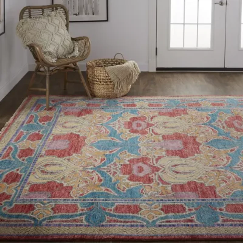 Weave And Wander Bennet Floral Hand Knotted Indoor Rectangle Accent Rug