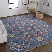Weave And Wander Bennet Floral Hand Knotted Indoor Rectangle Area Rug