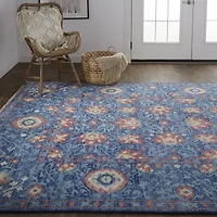Weave And Wander Bennet Floral Hand Knotted Indoor Rectangle Area Rug