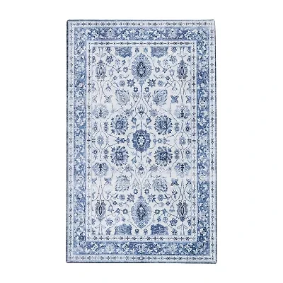 Linery Matra Traditional Floral Washable Skid Resistant Indoor Rectangular Accent Rug
