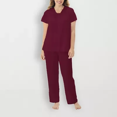 Exquisite Form Womens V-Neck Short Sleeve 2-pc. Average Figure Pajama Sets