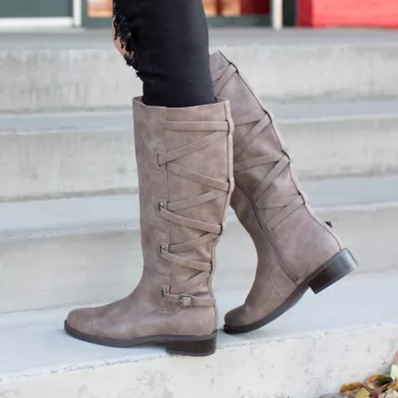 Journee Collection Womens Carly Stacked Heel Riding Boots