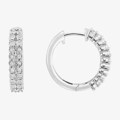 Effy Final Call Womens 1/4 CT. T.W. Natural White Diamond Sterling Silver 19.9mm Hoop Earrings