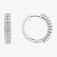 Effy Final Call Womens 1/4 CT. T.W. Natural White Diamond Sterling Silver 19.9mm Hoop Earrings