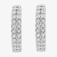 Effy Final Call Womens 1/4 CT. T.W. Natural White Diamond Sterling Silver 19.9mm Hoop Earrings