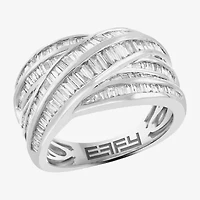 Effy Final Call Womens 3MM 7/8 CT. T.W. Natural White Diamond 14K White Gold Crossover Band
