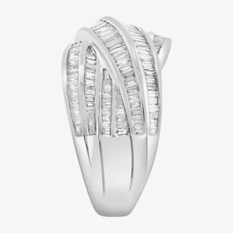Effy Final Call Womens 3MM 7/8 CT. T.W. Natural White Diamond 14K White Gold Crossover Band