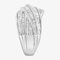 Effy Final Call Womens 3MM 7/8 CT. T.W. Natural White Diamond 14K White Gold Crossover Band