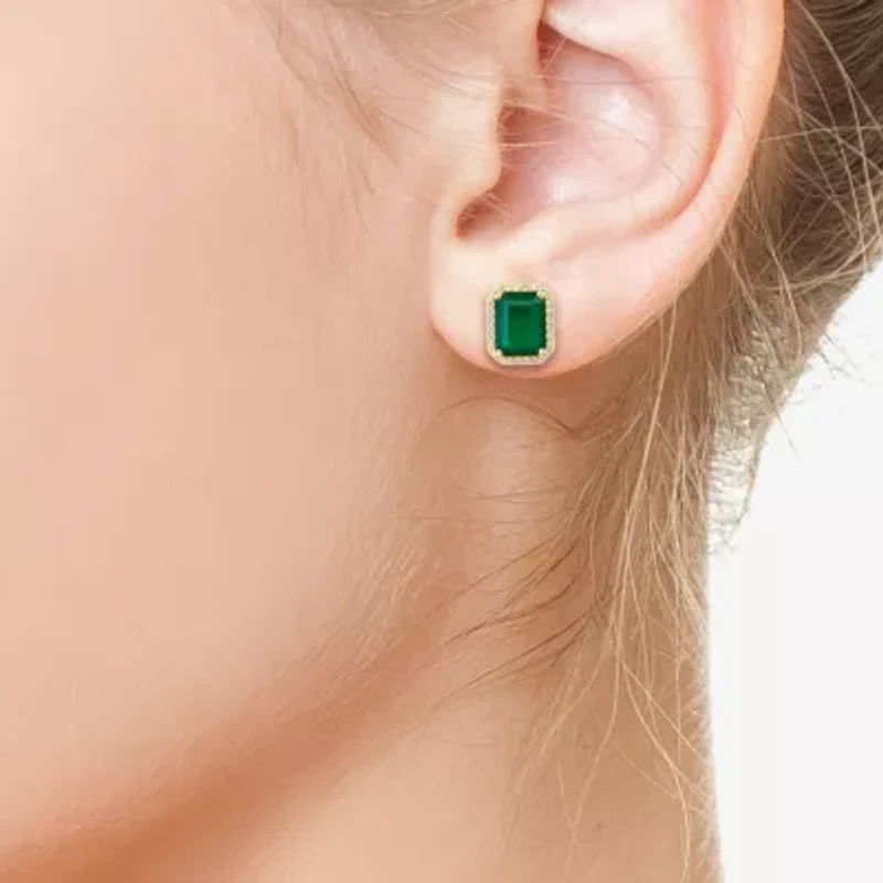 Effy Final Call 1/5 CT. Genuine Green Onyx 14K Gold 11.6mm Stud Earrings