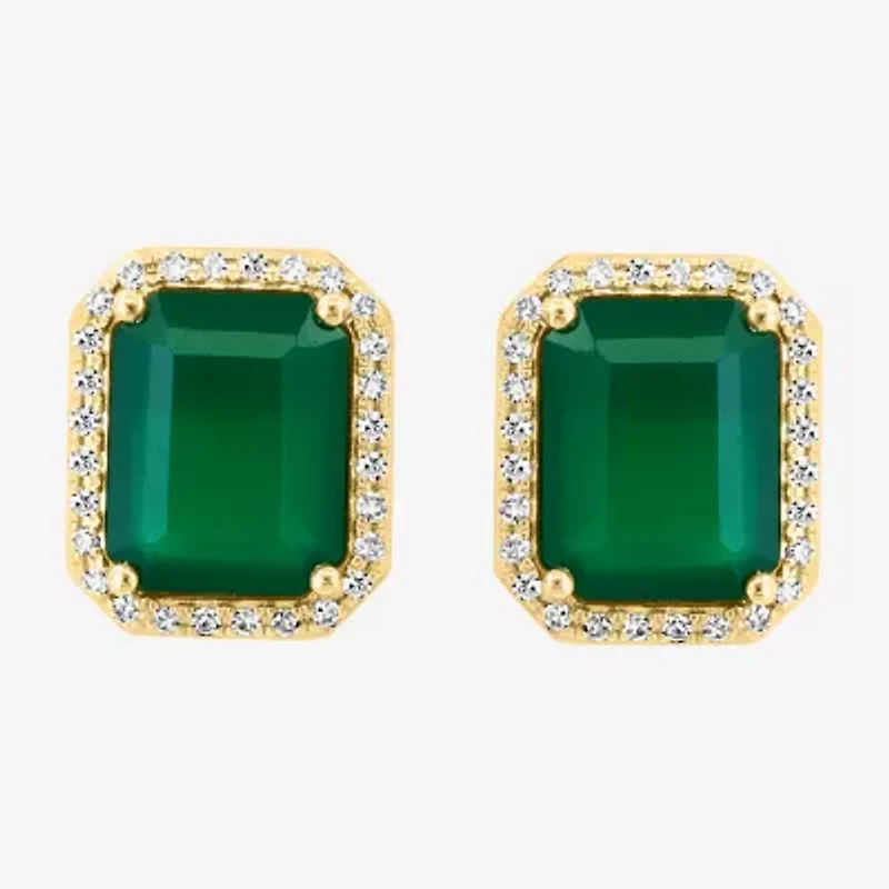 Effy Final Call 1/5 CT. Genuine Green Onyx 14K Gold 11.6mm Stud Earrings