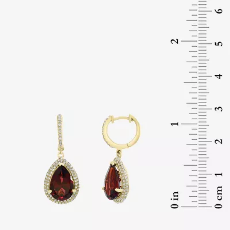 Effy Final Call Womens 1/2 CT. T.W. Genuine Red Garnet 14K Gold Pear Drop Earrings