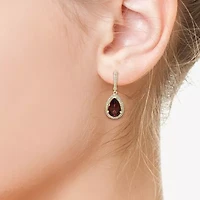 Effy Final Call Womens 1/2 CT. T.W. Genuine Red Garnet 14K Gold Pear Drop Earrings