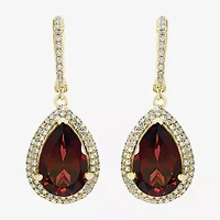 Effy Final Call Womens 1/2 CT. T.W. Genuine Red Garnet 14K Gold Pear Drop Earrings