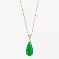 Effy Final Call Womens Diamond Accent Genuine Green Jade 14K Gold 16 Inch Pendant Necklace