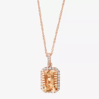 Effy Final Call Womens 1/3 CT. T.W. Genuine Pink Morganite 14K Rose Gold 16 Inch Pendant Necklace