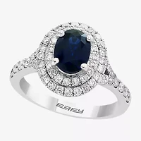 Effy Final Call Womens 3/4 CT. T.W. Genuine Blue Sapphire 14K White Gold Oval Cocktail Ring