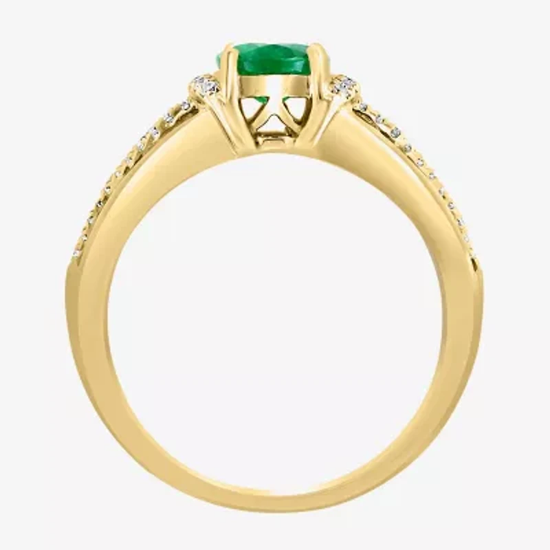 Effy Final Call Womens 1/8 CT. T.W. Genuine Green Emerald 14K Gold Oval Cocktail Ring
