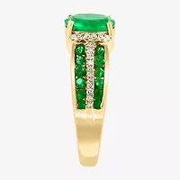 Effy Final Call Womens 1/8 CT. T.W. Genuine Green Emerald 14K Gold Oval Cocktail Ring
