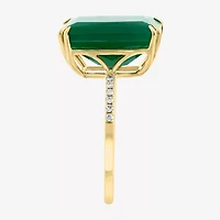 Effy Final Call Womens Diamond Accent Genuine Green Onyx 14K Gold Cocktail Ring