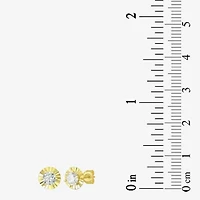 Womens Cubic Zirconia 10K Gold Round 3 Pair Earring Set