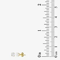 Womens Cubic Zirconia 10K Gold Round Square 5 Pair Earring Set