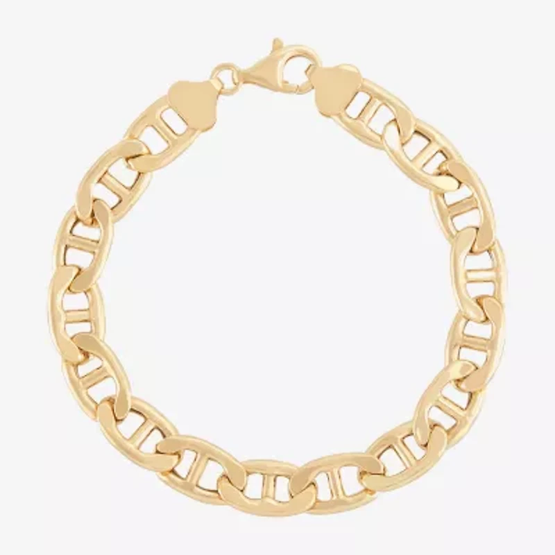 Limited Quantities! Mens 18K Gold Over Silver 9 Inch Semisolid Mariner Chain Bracelet